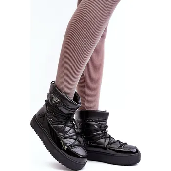 Dívčí sněhule Dámské sněhule na platformě s mašlí černé Fleure 39