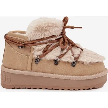 Dívčí sněhule Dětské a mládežnické sněhule s kožešinou D Franklin DFSH370011 Béžové 35