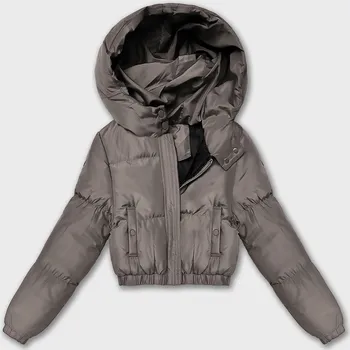 Šedobéžová krátká zimní bunda typu puffer J Style (5M3260-105) odstíny šedé M (38)