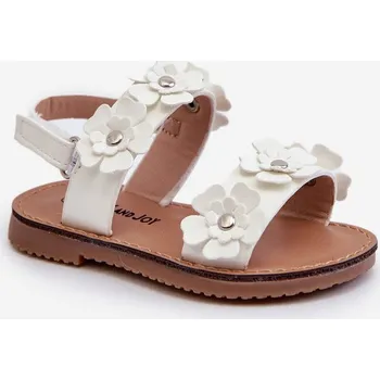 Dámské žabky Lakované dětské sandálky zdobené květy Bílé Tinette 36