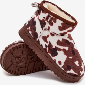 Dívčí sněhule Dětské/juniorská sněhule zateplené kožíškem Mireya – bílo-hnědé Velikost: 36