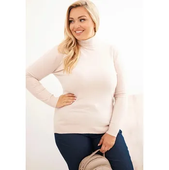 Dámský svetr Dámský viskózový svetr Plus Size s klasickým střihem béžový UNI