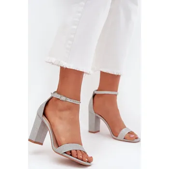 Dámské sandále Lesklé Dámské Sandály Na Podpatku Stříbrné Kavina 41