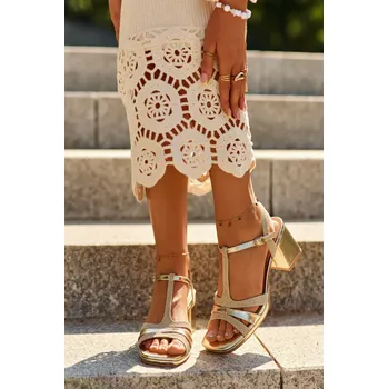 Dámská obuv Dámské sandály na podpatku z ekokůže zlaté Lyana 37