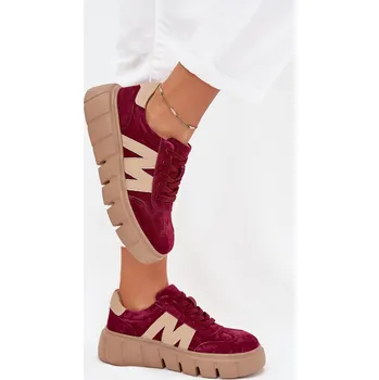 Dámské tenisky Semišové Dámské Tenisky Na Platformě Vinceza 79561 Bordové 36