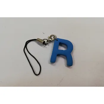 Přívěsek Fimo přívěsek na mobil - písmeno "R" modrý