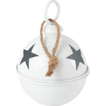 Vánoční ozdoba Bílá závěsná kovová ozdoba rolnička Baub Xmas S - Ø 16*26 cm