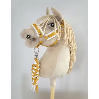 Hobby horsing UZDA + otěže pro HOBBY HORSE velký A3 - hořčicová 1 KŮŇ NA TYČI příslušenství
