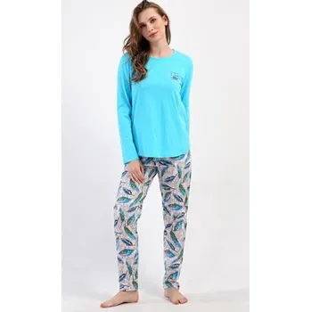 Dámské pyžamo Dámské modré pyžamo Vienetta Secret Listy modrá M