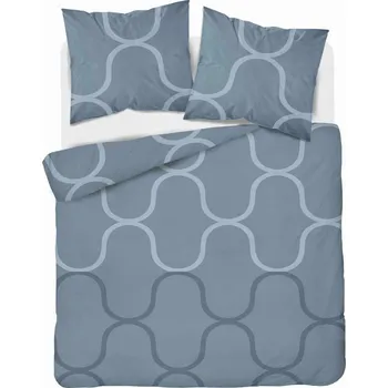 Povlečení Povlečení 220x200 Saténové Mikrovlákno Modro-Šedé