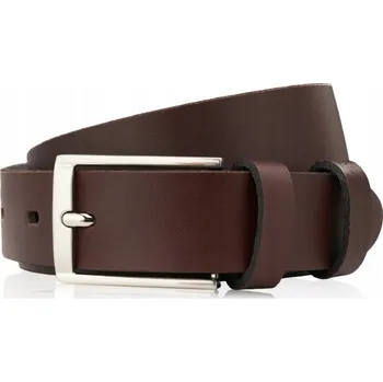 Opasek PÁSEK KOŽENÝ OPASK HNĚDÝ 110 cm SE STŘÍBRNOU PŘEZKOU PAOLO PERUZZI PG-03-B