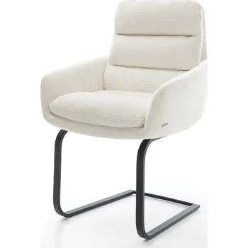 Jídelní židle DELIFE Jídelní židle Abelia-Flex s područkami bouclé měkký béžová jídelní židle plochá černá