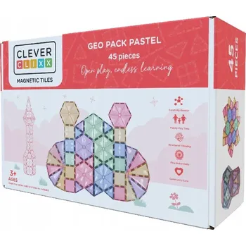 ostatní stavebnice Cleverclixx - Stavebnice Geo Pack Pastel - 45 ks