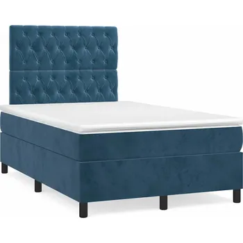 Postel Box spring postel s matrací tmavě modrá 120x190 cm samet