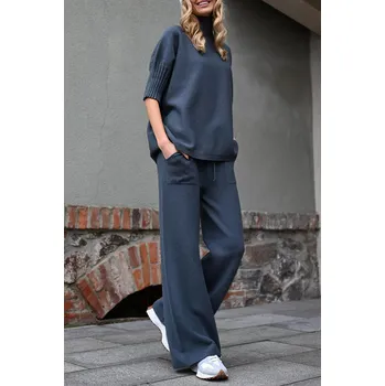 Dámské oblečení ANTRACITOVÉ ÚPLETOVÉ KALHOTY DÁMSKÉ PECA del SOL