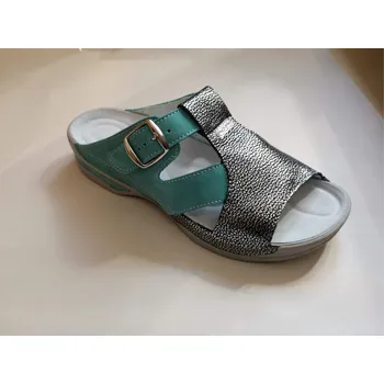 Dámská zdravotní obuv Pantofle KATRINA zdravotní obuv dámská modrozelená-stříbrná 8K-E17/1-S Medistyle 40