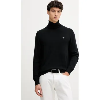 Pánský svetr Bavlněný svetr Gant pánský, černá barva, s golfem, 8030563 99X, vel. XXL