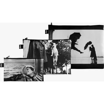 Kosmetická taška Taštičky na zip 3 ks LOQI ELLIOTT ERWITT Eiffel Tower, Dog Jumping and California Kiss