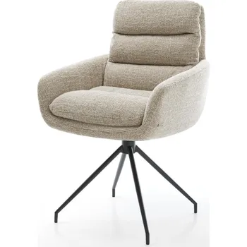 Jídelní židle DELIFE Jídelní židle Abelia-Flex s područkami látka Měkký béžová křížová podnož zúžená černá