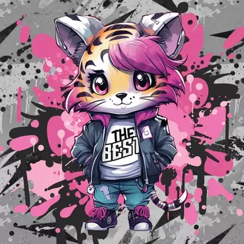 Teplákovina Pouliční válečník Tygřice, panel XL (E) (Panely a ladící metráž)