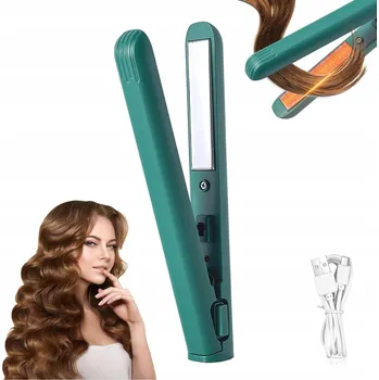 Žehlička na vlasy Mini žehlička na vlasy a kulma 2v1 USB keramická – styling vlasů na cestách