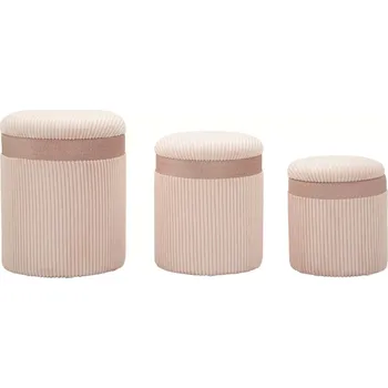 Taburet Sada 3 ks taburetů OLIVER růžová