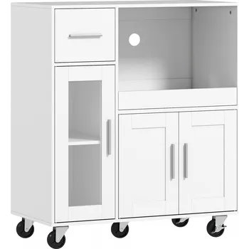 Kuchyňská skříňka HOMCOM - Pojízdná kuchyňská skříňka - bílá