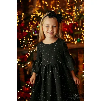 Dívčí šaty Černé dívčí boho šaty s hvězdičkami- Lily grey 152 / 12 let