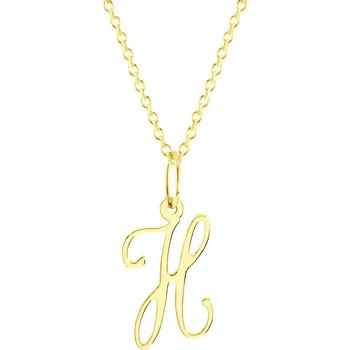 Náhrdelník GEMMAX Zlatý řetízek s písmenem „H“ - malé, psací – zlatý šperk ryzosti 585/1000 v Dárkovém balení s Certifikátem GUSYN-42651-12491