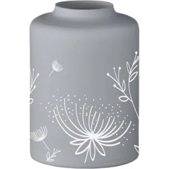 Váza Šedá váza s dekorem květin