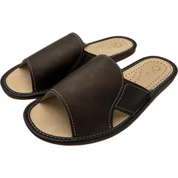 Pracovní obuv Pánské domácí pantofle s koženou vložkou, elegantní a pohodlné, velikost VEL.