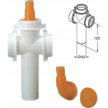 Praní a péče o prádlo T-kus Ø 40 mm s přípojkou pro hadici pračky, bílý LIRA