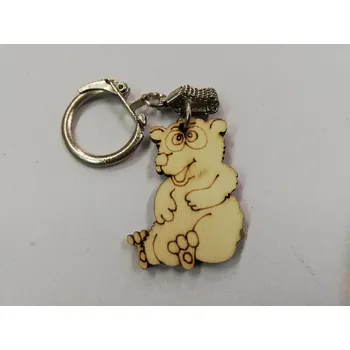 Přívěsek na klíče - výřez z překližky přírodní - medvídek