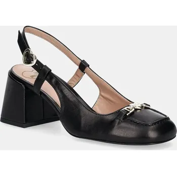 Dámské lodičky Kožené lodičky Love Moschino černá barva, na podpatku, s odkrytou patou, JA10107G1MIA0000 99X, EUR 39