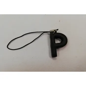 Fimo přívěsek na mobil - písmeno "P" černý