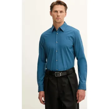 Pánská košile Košile Calvin Klein pánská, bílá barva, slim, s klasickým límcem, LV04LB145G 95A, vel. XS