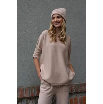 Dámský svetr CAMEL BÉŽOVÝ ROLÁK S KRÁTKÝM RUKÁVEM PECA del SOL