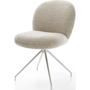 Jídelní židle DELIFE Jídelní židle Nube-Flex látka Měkký béžová křížová podnož zúžená nerezová ocel taštičkové pružiny