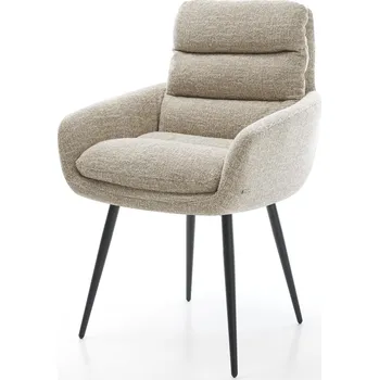 Jídelní židle DELIFE Jídelní židle Abelia-Flex s područkami látka Měkký béžová 4 nohy zúžené černá