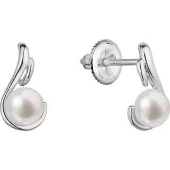 Náušnice Zlaté 14 karátové náušnice pecky bílé zlato s bílou říční perlou 81P00044