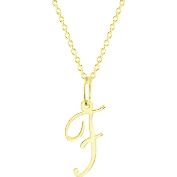 Náhrdelník GEMMAX Zlatý řetízek s písmenem „F“ - malé, psací – zlatý šperk ryzosti 585/1000 v Dárkovém balení s Certifikátem GUSYN-42631-12491
