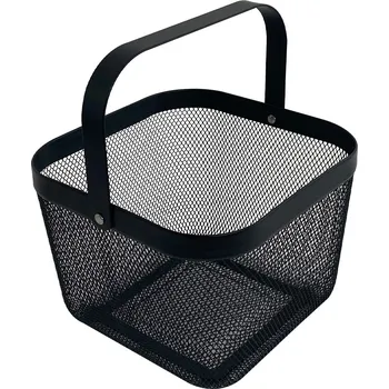 Odpadkový koš Drátěný koš s uchem hranatý - černý