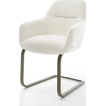 Jídelní židle DELIFE Jídelní židle Pejo-Flex bouclé měkký béžová jídelní židle plochý titanová barva taštičkové pružiny