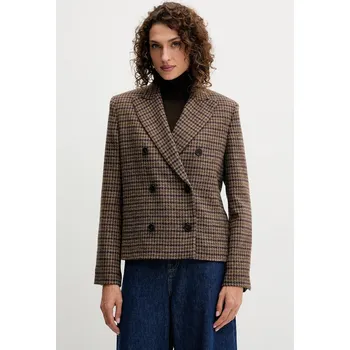 Dámské sako Sako s přídavkem vlny Weekend Max Mara GERUSIA hnědá barva, 2525046032600 89X, vel. 40