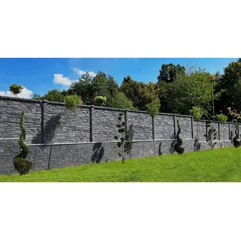 Plotový sloupek Betonový sloupek Magicrete – rohový, na plot 200 cm, štípaná břidlice, Shale šedá