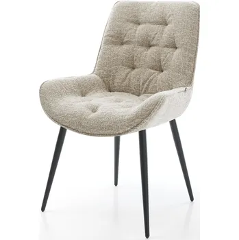Jídelní židle DELIFE Jídelní židle Taimi-Flex látka Měkký béžová 4-nohá zúžená černá