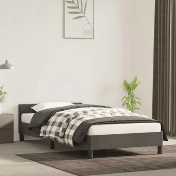 Postel Rám postele s čelem, tmavě šedá, 90x190