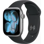 Apple Watch Series 11 42mm Vesmírně šedý hliník s černým sportovním řemínkem - S/M