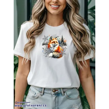 Trička s potiskem Tričko s potiskem, LIŠKA v zimě, 1 ks zvolte VELIKOST textilu ZDE:: M- velikost typ Beagle