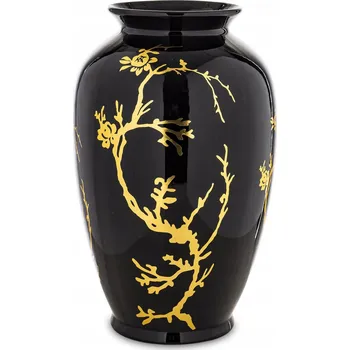 Váza Keramická váza černá se zlatým vzorem dekorativní glamour 36 cm dekorace